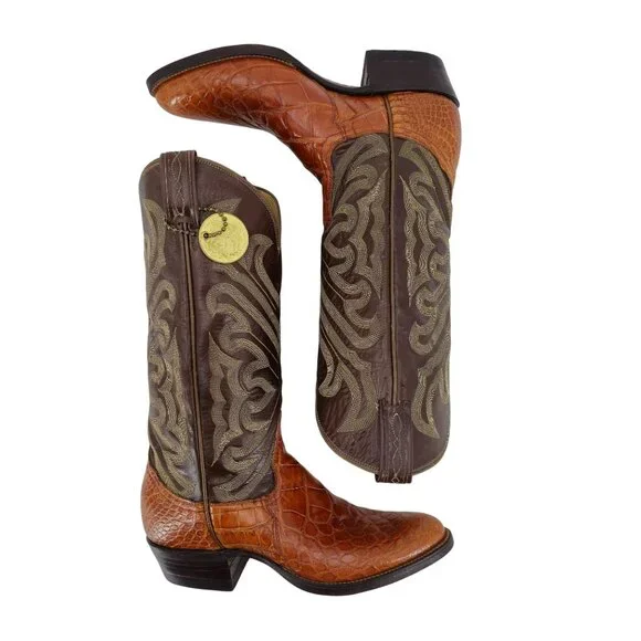MINT Alligator El Rey Tony Lama 6.5B Honey Brown Cowboy Cowgirl Western Boots - Picture 10 of 16